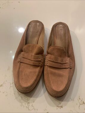 Madewell Dusty Tan Suede Penny Loafer Mules